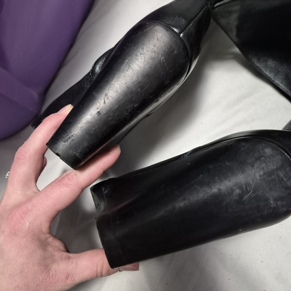 Ralph Lauren 7 Leather Thigh High Wedge Boots - Picture 15 of 16